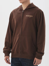 REGULAR FIT MEN'S ZIP UP HOODIE BROWN