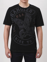 เสื้อยืดแขนสั้นผู้ชาย ทรงตรง สีดำ