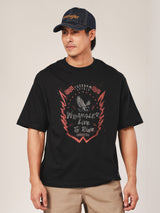 เสื้อยืดแขนสั้นผู้ชาย คอลเลคชั่น BIKER LOOK RELAXED FIT สีดำ