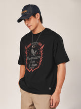 เสื้อยืดแขนสั้นผู้ชาย คอลเลคชั่น BIKER LOOK RELAXED FIT สีดำ