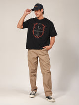 เสื้อยืดแขนสั้นผู้ชาย คอลเลคชั่น BIKER LOOK RELAXED FIT สีดำ