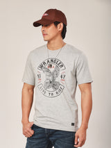 เสื้อยืดแขนสั้นผู้ชาย คอลเลคชั่น BIKER LOOK ทรงตรง สีเทา