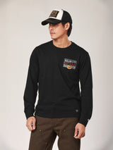 เสื้อยืดแขนยาวผู้ชาย คอลเลคชั่น BIKER LOOK ทรงตรง สีดำ