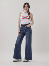 กางเกงยีนส์ผู้หญิง คอลเลคชั่น EVERYDAY WITH WRANGLER FLARE FIT เอวสูง ทรงตรง-ขาม้ากว้าง สียีนส์เข้ม