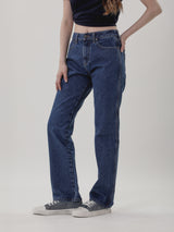 กางเกงยีนส์ผู้หญิง คอลเลคชั่น EVERYDAY WITH WRANGLER SUNSET FIT เอวกลาง ทรงตรง สียีนส์กลาง