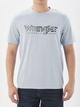 เสื้อยืดแขนสั้นผู้ชาย ทรงตรง สีฟ้า