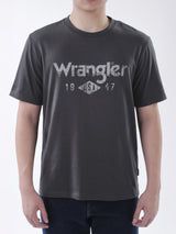 เสื้อยืดแขนสั้นผู้ชาย ทรงตรง สีเขียวมะกอก