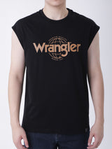 เสื่อยืดแขนกุดผู้ชาย ทรงตรง สีดำ