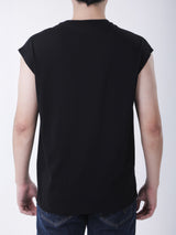 เสื่อยืดแขนกุดผู้ชาย ทรงตรง สีดำ