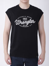 เสื่อยืดแขนกุดผู้ชาย ทรงตรง สีดำ