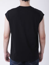 เสื่อยืดแขนกุดผู้ชาย ทรงตรง สีดำ