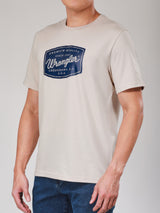 เสื้อยืดแขนสั้นผู้ชาย ทรงตรง สีเบจ