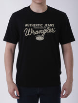 เสื้อยืดแขนสั้นผู้ชาย ทรงตรง สีดำ