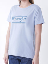 เสื้อยืดแขนสั้นผู้หญิง ทรงตรง สีฟ้า