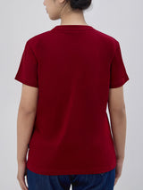 เสื้อยืดแขนสั้นผู้หญิง ทรงตรง สีแดง