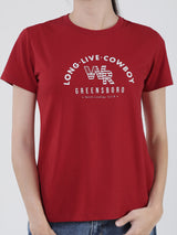 เสื้อยืดแขนสั้นผู้หญิง ทรงตรง สีแดง