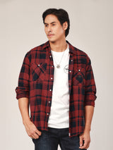 REGULAR FIT BIKER LOOK COLLECTION MEN'S LONG SLEEVE SHIRT RED