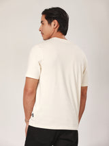 เสื้อยืดแขนสั้นผู้ชาย ทรงตรง สีเบจ