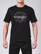 เสื้อยืดแขนสั้นผู้ชาย ทรงตรง สีดำ