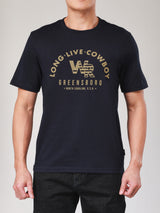 เสื้อยืดแขนสั้นผู้ชาย ทรงตรง สีกรมท่า