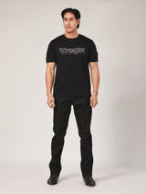 เสื้อยืดแขนสั้นผู้ชาย ทรงตรง สีดำ