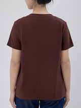 เสื้อยืดแขนสั้นผู้หญิง ทรงตรง สีน้ำตาล