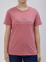 เสื้อยืดแขนสั้นผู้หญิง ทรงตรง สีชมพู