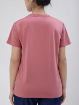 เสื้อยืดแขนสั้นผู้หญิง ทรงตรง สีชมพู