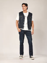 กางเกงยีนส์ผู้ชาย คอลเลคชั่น BIKER LOOK TEXAS TAPER FIT เอวกลาง ทรงตรง สียีนส์กลาง