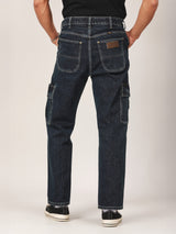 กางเกงยีนส์ผู้ชาย คอลเลคชั่น BIKER LOOK FRONTIER FIT เอวกลาง ทรงกระบอก สียีนส์กลาง