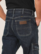 กางเกงยีนส์ผู้ชาย คอลเลคชั่น BIKER LOOK FRONTIER FIT เอวกลาง ทรงกระบอก สียีนส์กลาง