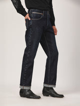 กางเกงยีนส์ผู้ชาย คอลเลคชั่น BIKER LOOK MWZ FIT เอวกลาง ทรงตรง สียีนส์เข้ม