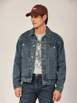 เสื้อแจ็คเก็ตผู้ชาย คอลเลคชั่น BIKER LOOK ทรงตรง สียีนส์กลาง