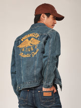 เสื้อแจ็คเก็ตผู้ชาย คอลเลคชั่น BIKER LOOK ทรงตรง สียีนส์กลาง