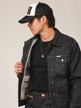 เสื้อแจ็คเก็ตผู้ชาย คอลเลคชั่น BIKER LOOK ทรงตรง สียีนส์ผ้าดิบ