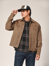 เสื้อแจ็คเก็ตผู้ชาย คอลเลคชั่น BIKER LOOK ทรงตรง สีน้ำตาล