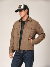 เสื้อแจ็คเก็ตผู้ชาย คอลเลคชั่น BIKER LOOK ทรงตรง สีน้ำตาล