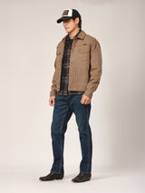 เสื้อแจ็คเก็ตผู้ชาย คอลเลคชั่น BIKER LOOK ทรงตรง สีน้ำตาล