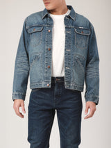 เสื้อแจ็คเก็ตผู้ชาย คอลเลคชั่น BIKER LOOK ทรงตรง สียีนส์กลาง