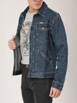 เสื้อแจ็คเก็ตผู้ชาย คอลเลคชั่น BIKER LOOK ทรงตรง สียีนส์กลาง