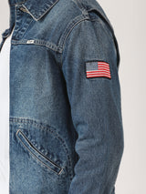 เสื้อแจ็คเก็ตผู้ชาย คอลเลคชั่น BIKER LOOK ทรงตรง สียีนส์กลาง