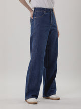 กางเกงยีนส์ผู้หญิง คอลเลคชั่น EVERYDAY WITH WRANGLER LOOSE FIT เอวสูง ทรงหลวม สียีนส์กลาง