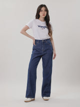 กางเกงยีนส์ผู้หญิง คอลเลคชั่น EVERYDAY WITH WRANGLER LOOSE FIT เอวสูง ทรงหลวม สียีนส์กลาง
