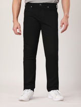 กางเกงยีนส์ผู้ชาย VEGAS FIT เอวกลาง ทรงรัดรูป สีดำ