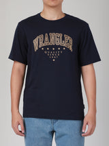 เสื้อยืดแขนสั้นผู้ชาย ทรงตรง สีกรมท่า