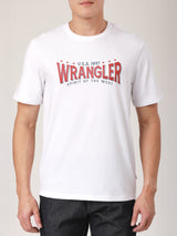 เสื้อยืดแขนสั้นผู้ชาย ทรงตรง สีขาว