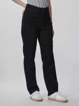 กางเกงยีนส์ผู้หญิง MOM FIT เอวสูง ทรงตรง สีดำ