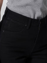 กางเกงยีนส์ผู้หญิง MOM FIT เอวสูง ทรงตรง สีดำ