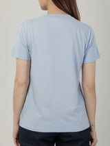 เสื้อยืดแขนสั้นผู้หญิง ทรงตรง สีฟ้า