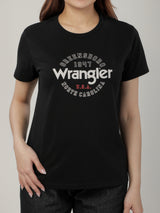 เสื้อยืดแขนสั้นผู้หญิง ทรงตรง สีดำ